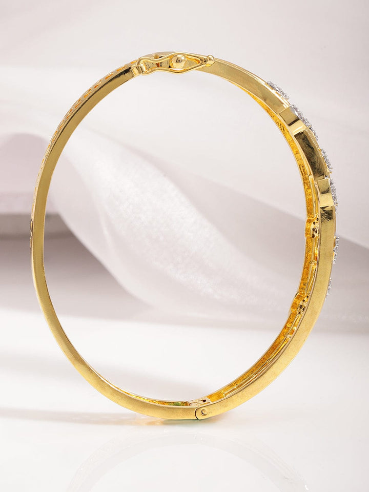 Rubans 22K Gold-Plated Cubic Zirconia Studded Bangle-Style Bracelet Bracelet