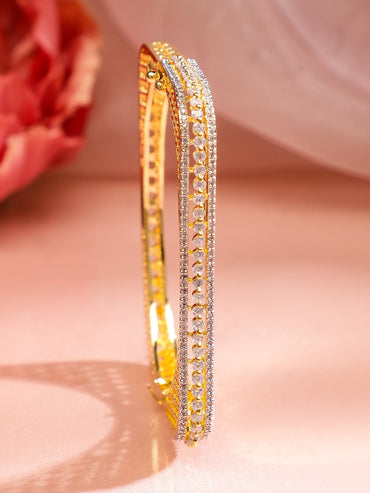 Rubans 22K Gold Plated Cubic Zirconia Studded Elegant  Bangle-Style Bracelet Bangles & Bracelets