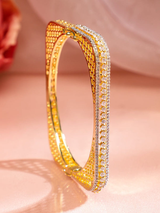 Rubans 22K Gold Plated Cubic Zirconia Studded Elegant  Bangle-Style Bracelet Bangles & Bracelets