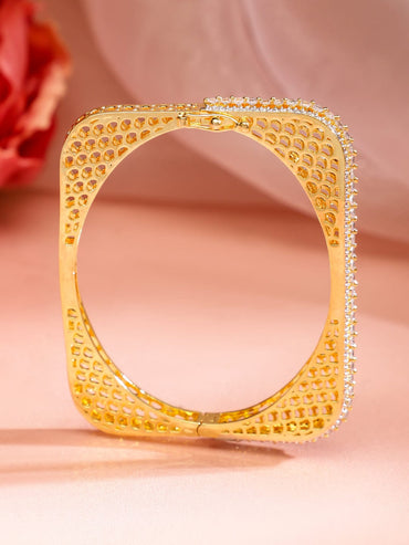 Rubans 22K Gold Plated Cubic Zirconia Studded Elegant  Bangle-Style Bracelet Bangles & Bracelets