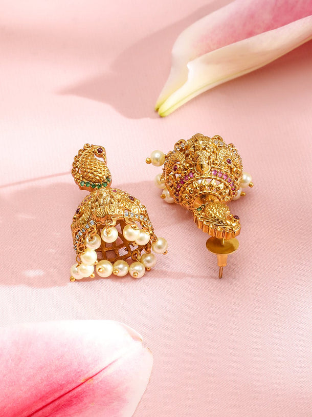 Rubans 22K Gold-Plated Cubic Zirconia Studded Jewellery Set Jewellery Set