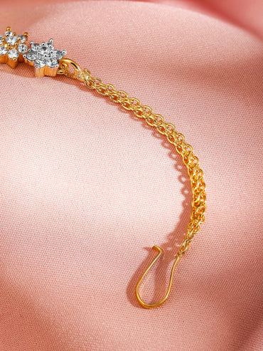 Rubans 22K Gold Plated Cubic Zirconia Studded Maang Tikka Head Jewellery