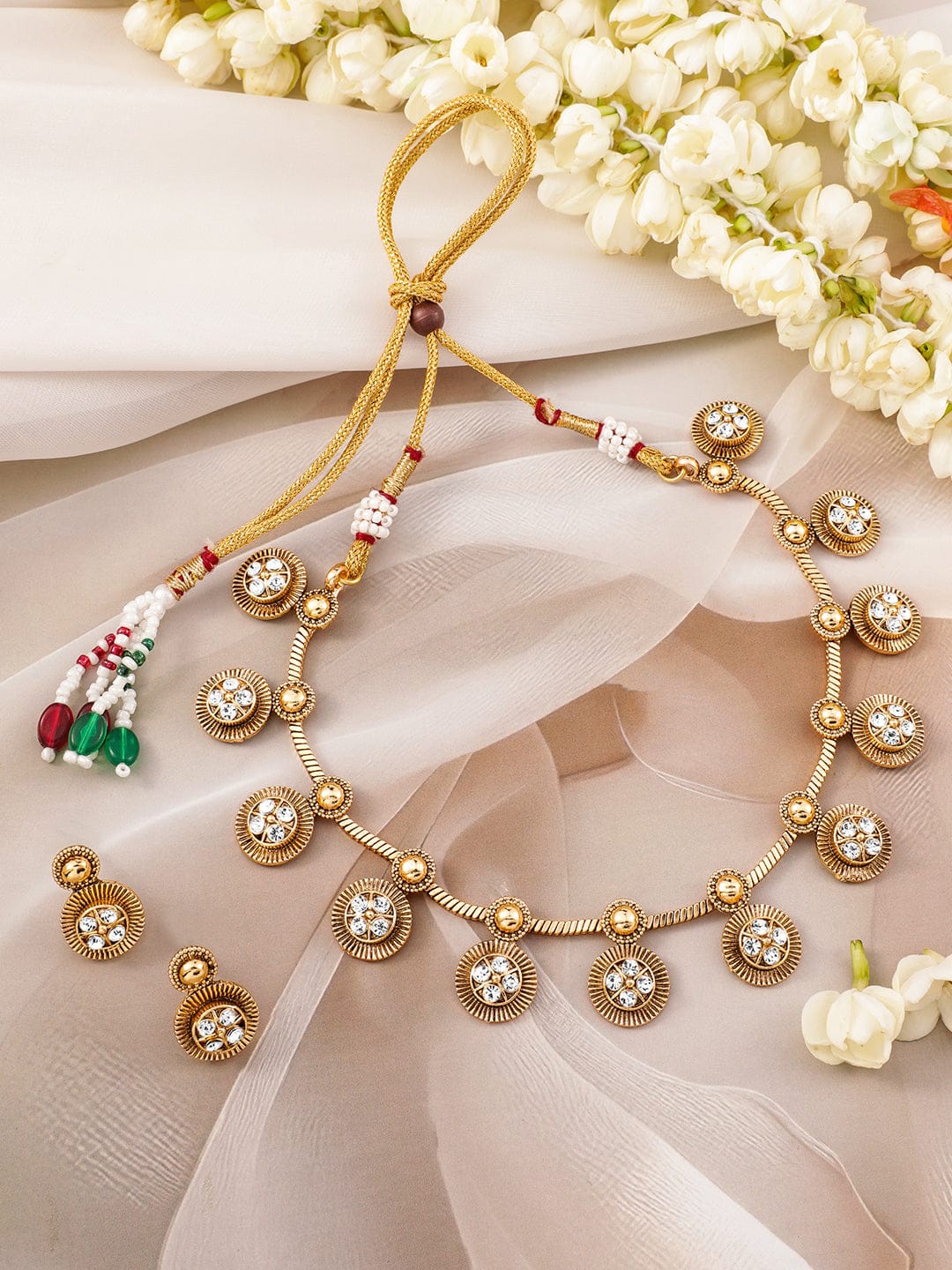 Rubans 22K Gold-Plated CZ Studded Jewellery Set Jewellery Set