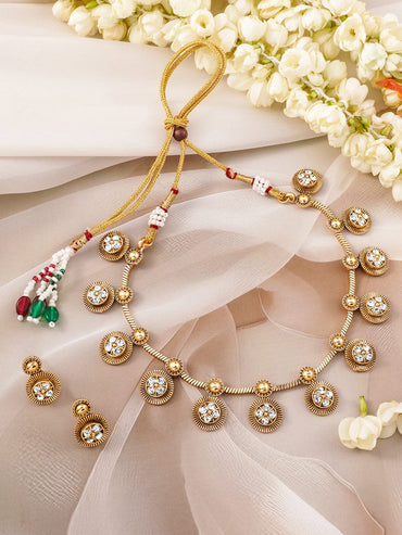 Rubans 22K Gold-Plated CZ Studded Jewellery Set Jewellery Set