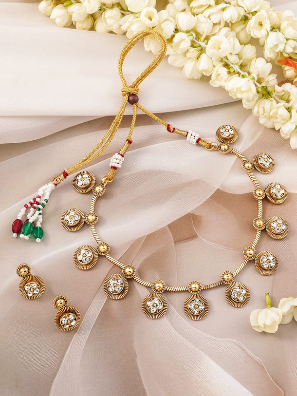 Rubans 22K Gold-Plated CZ Studded Jewellery Set Jewellery Set