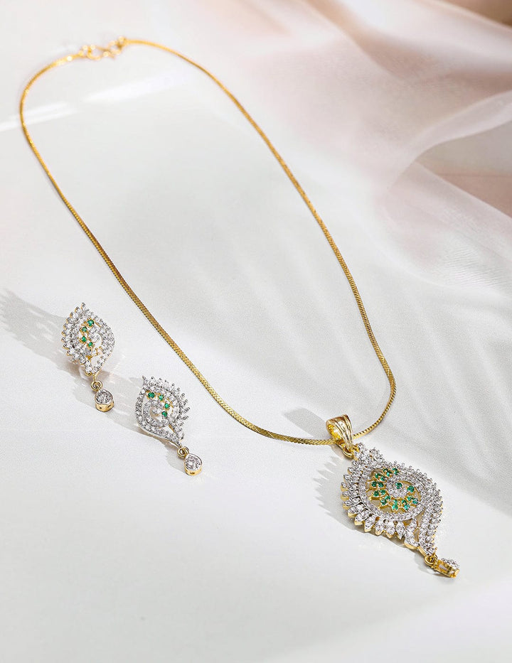 Rubans 22K Gold-Plated CZ -Studded Jewellery Set Pendant Set