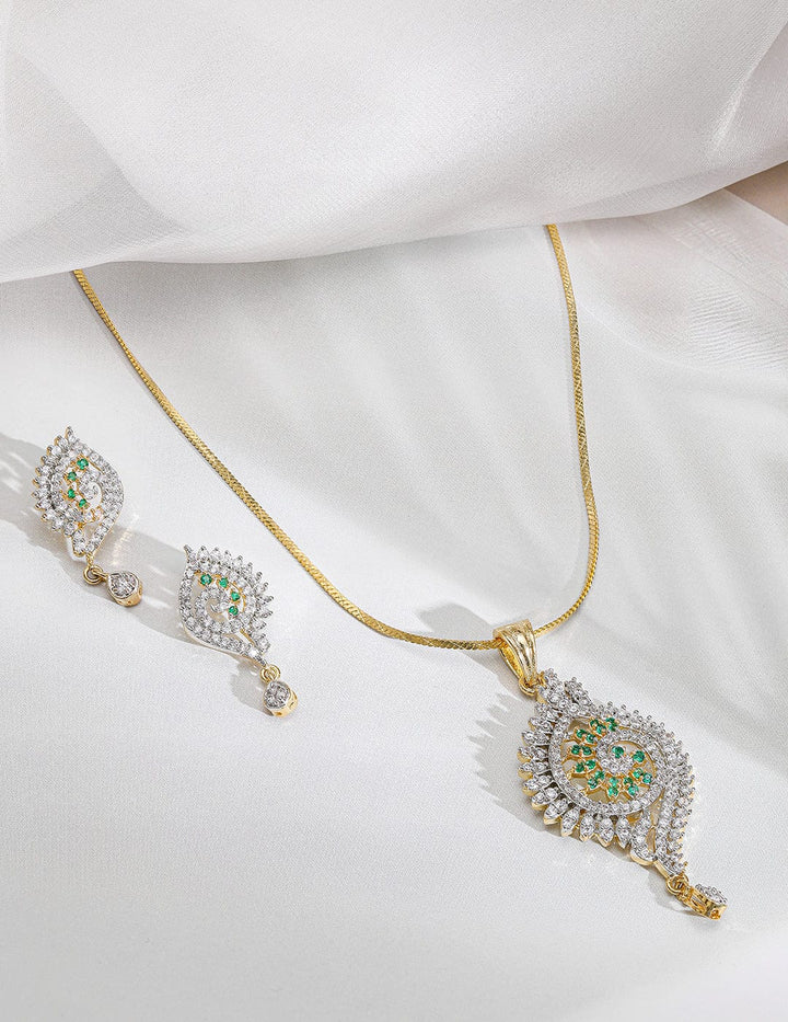 Rubans 22K Gold-Plated CZ -Studded Jewellery Set Pendant Set