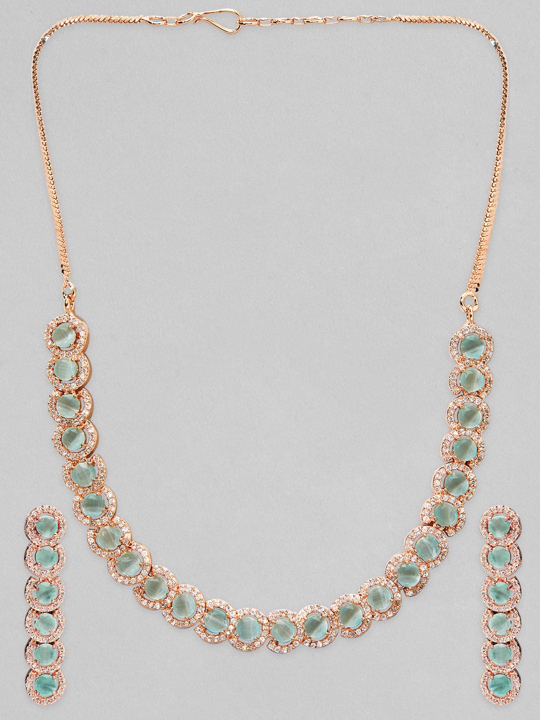 Rubans 22k Gold-Plated Emerald & AD Studded Necklace Jewellery Set Necklace Set