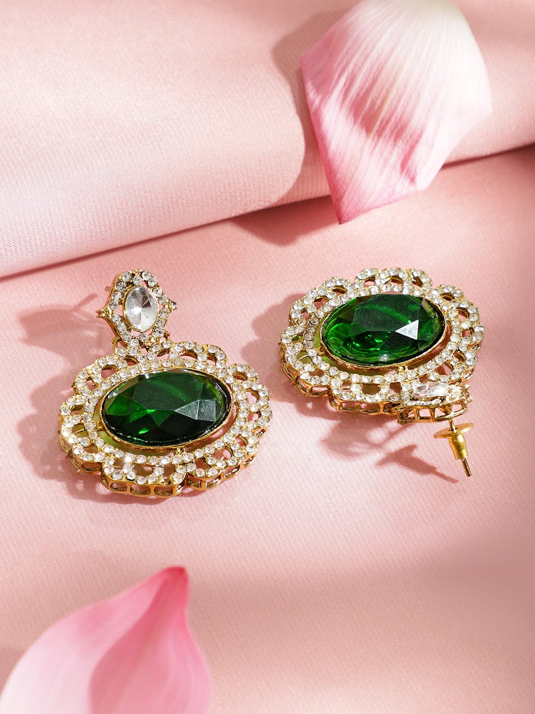 Rubans 22K Gold-Plated Emerald Green, Cubic Zirconia & White Kundan Statement Choker Set Jewellery Set