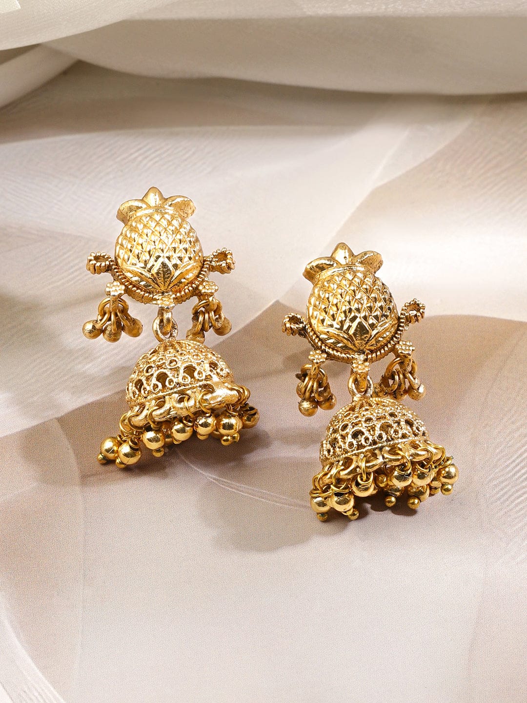 Rubans 22K Gold-Plated Emerald Green & Ruby Red Stone Studded Divine Temple Jewellery Set Jewellery Set