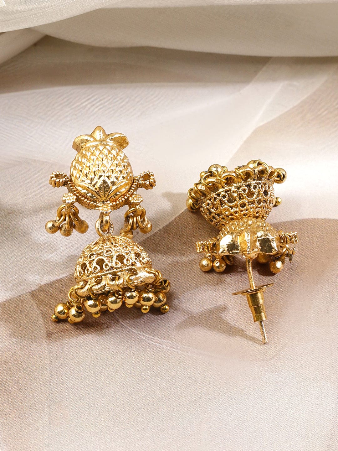 Rubans 22K Gold-Plated Emerald Green & Ruby Red Stone Studded Divine Temple Jewellery Set Jewellery Set