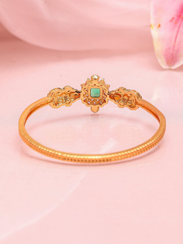 Rubans 22K Gold-Plated Emerald Green & White Cubic Zirconia Studded Traditional Bracelet Bangles & Bracelet