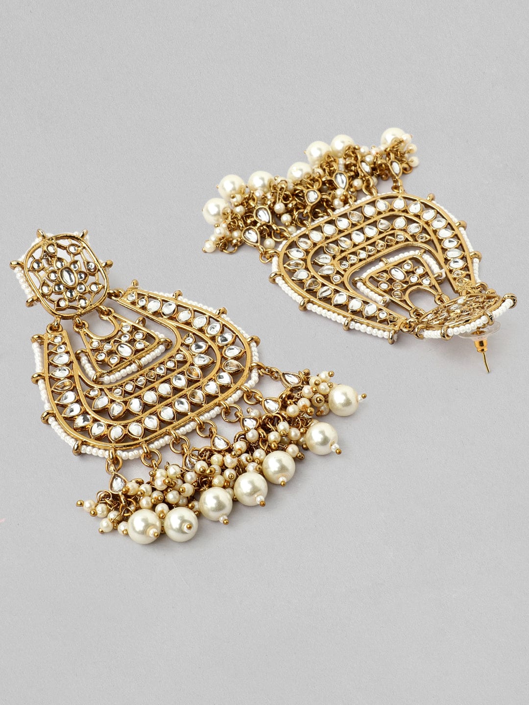 Rubans 22k Gold Plated Handcrafted Kundan  Chandbali Earrings Earrings