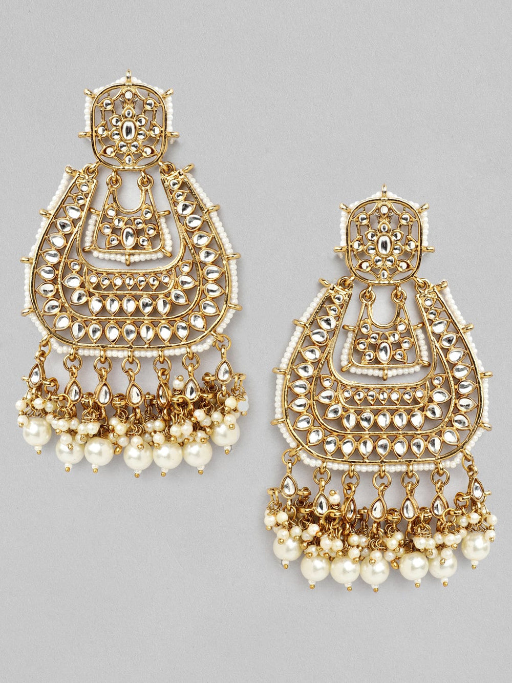 Rubans 22k Gold Plated Handcrafted Kundan  Chandbali Earrings Earrings