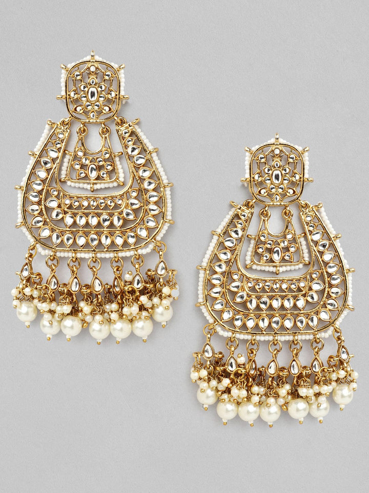 Rubans 22k Gold Plated Handcrafted Kundan  Chandbali Earrings Earrings