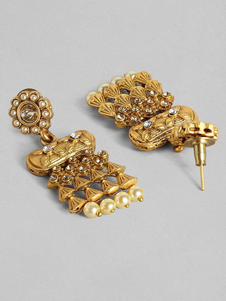 Rubans 22K Gold Plated Handcrafted Kundan Stone & Filigree Necklace Set Necklace Set