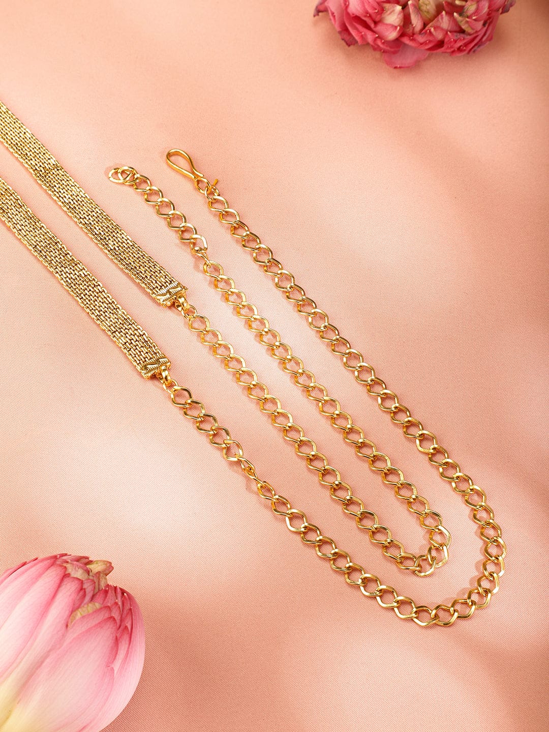 Rubans 22k Gold-Plated Handcrafted Mesh Chain Traditional Kamarbandh Saree Accessories