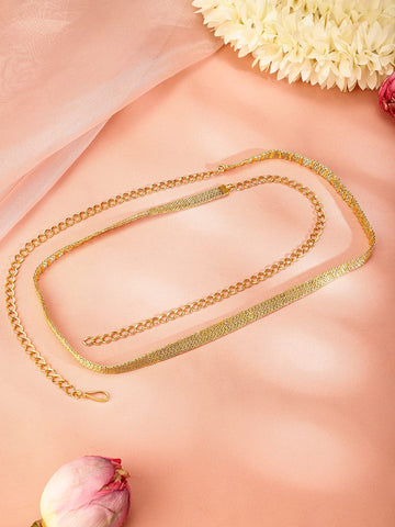 Rubans 22k Gold-Plated Handcrafted Mesh Chain Traditional Kamarbandh Saree Accessories