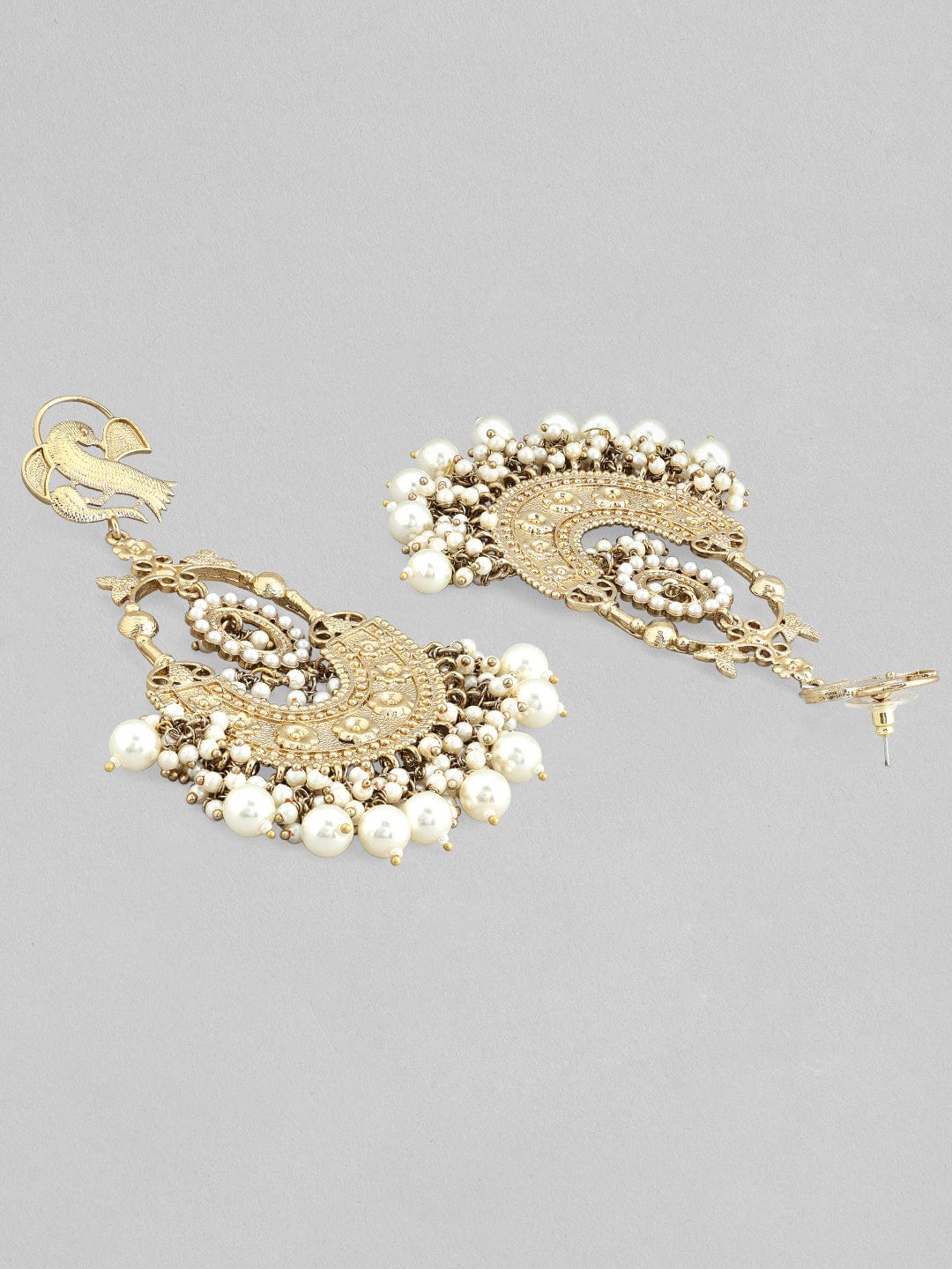 Rubans 22k Gold-Plated Handcrafted Pearls Chandbali Earrings Earrings