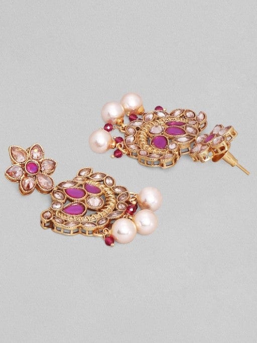 Rubans 22K Gold Plated Handcrafted Ruby Studded chandbali Earrings Earrings