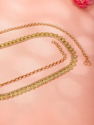 Rubans 22K Gold-Plated Handcrafted Traditional Coin Motif Kamarbandh Saree Accessories