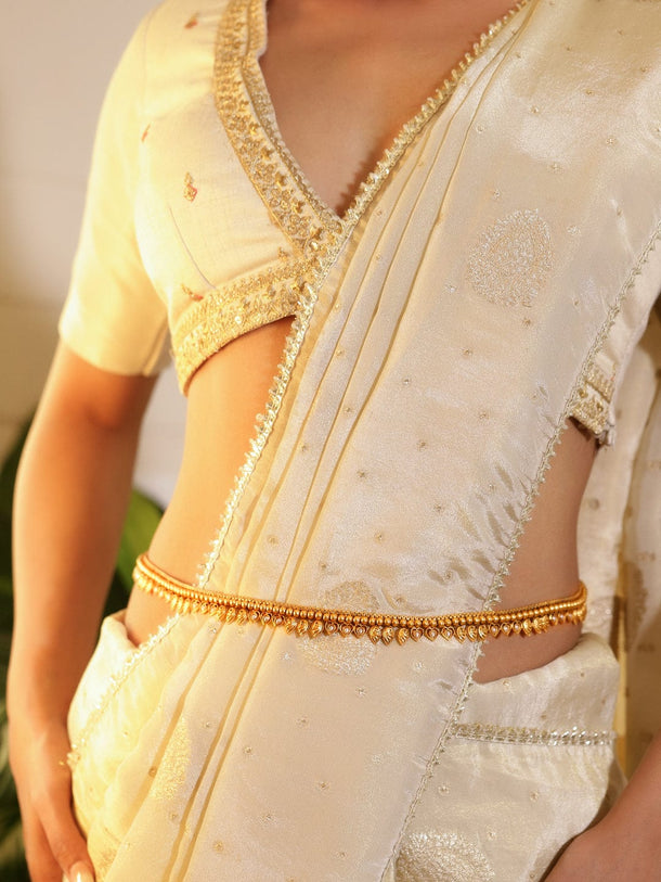 Rubans 22K Gold-Plated Handcrafted Traditional Leaf Design Kamarbandh Saree Accessories