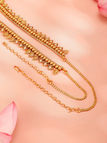 Rubans 22K Gold-Plated Handcrafted Traditional Leaf Design Kamarbandh Saree Accessories