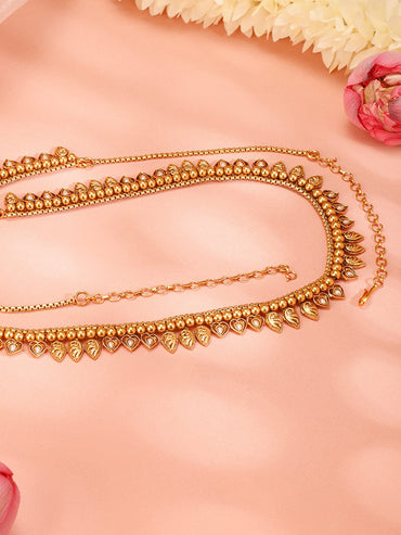 Rubans 22K Gold-Plated Handcrafted Traditional Leaf Design Kamarbandh Saree Accessories