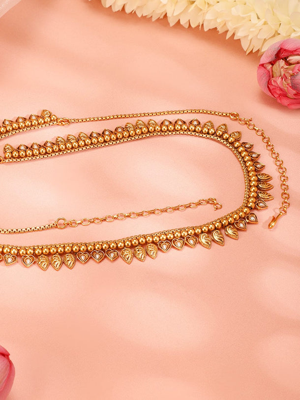 Rubans 22K Gold-Plated Handcrafted Traditional Leaf Design Kamarbandh Saree Accessories