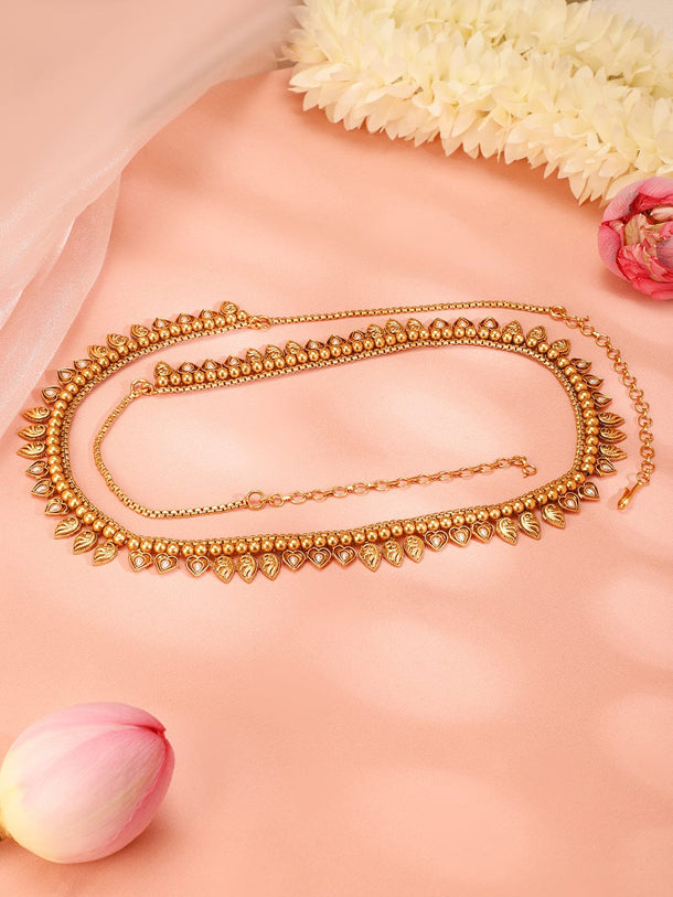 Rubans 22K Gold-Plated Handcrafted Traditional Leaf Design Kamarbandh Saree Accessories