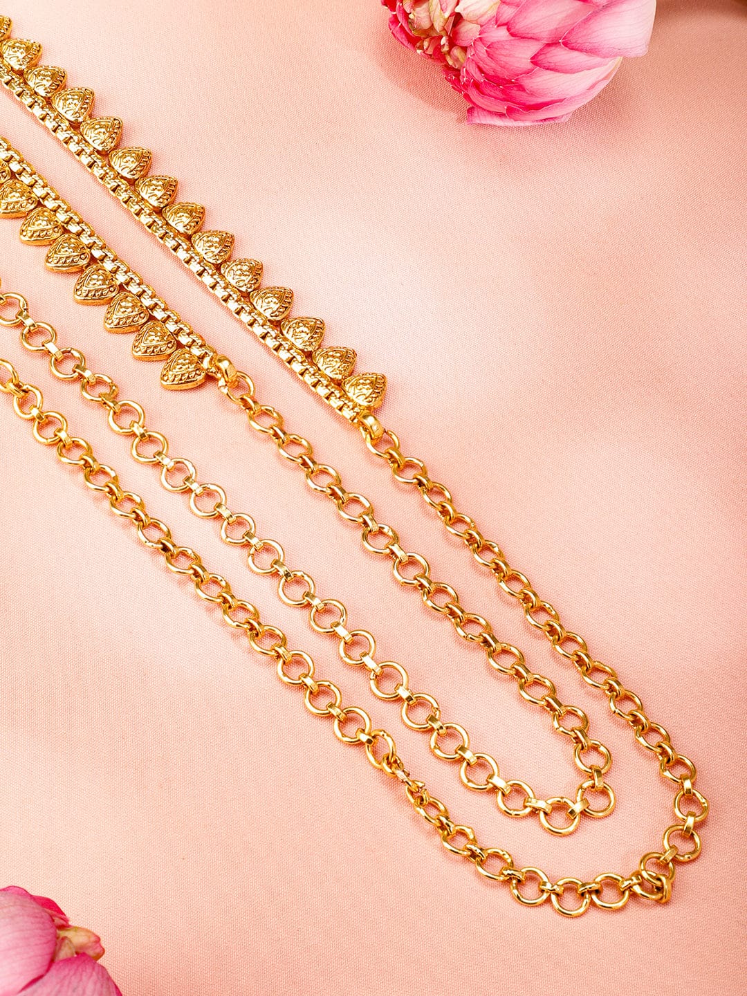 Rubans 22K Gold-Plated Handcrafted Traditional Leaf Motif Kamarbandh Saree Accessories