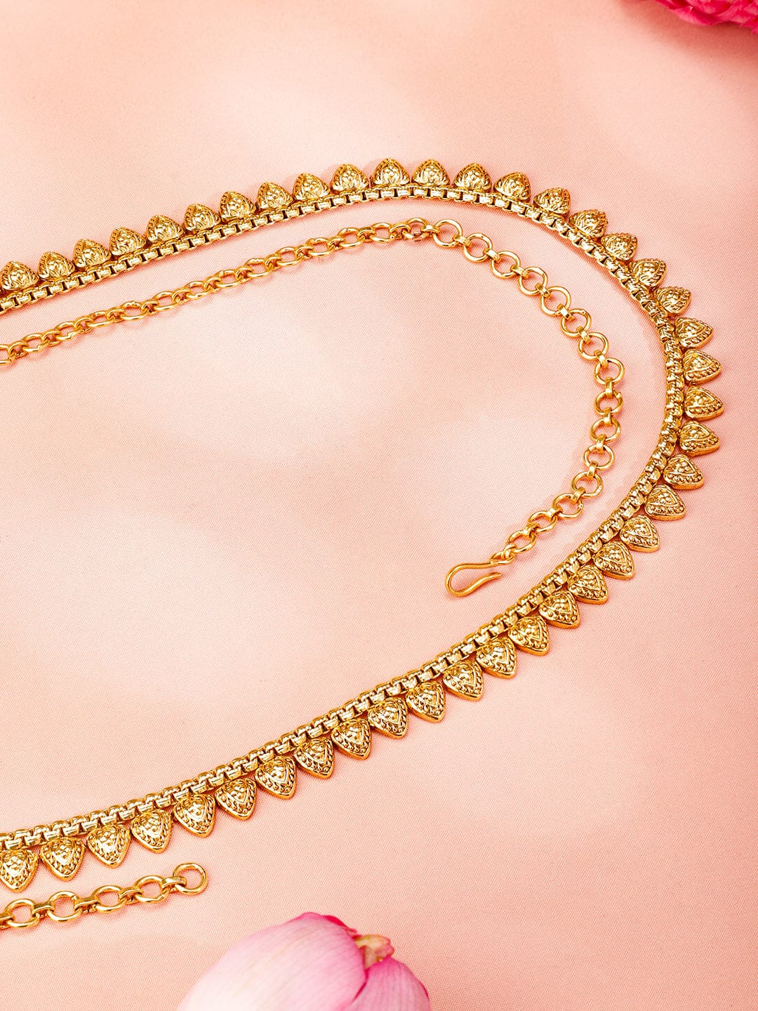 Rubans 22K Gold-Plated Handcrafted Traditional Leaf Motif Kamarbandh Saree Accessories