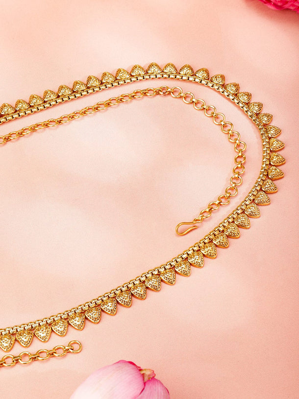 Rubans 22K Gold-Plated Handcrafted Traditional Leaf Motif Kamarbandh Saree Accessories