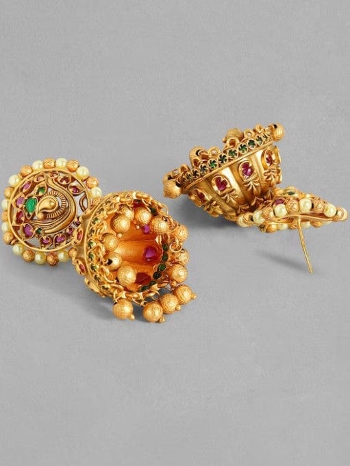 Timeless 22k Gold Jumka And Pearls Earrings - Lagu Bandhu