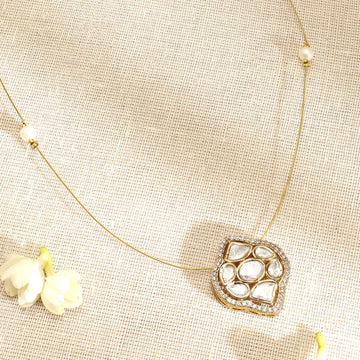 Rubans 22K Gold-Plated Kundan & Cubic Zirconia Pendant Necklace with Pearl Detailing Necklaces, Necklace Sets, Chains & Mangalsutra
