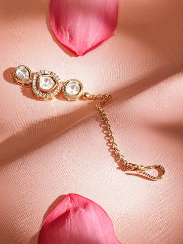 Rubans 22K Gold-Plated Kundan & Cubic Zirconia Studded Handcrafted MaangTikka Head Jewellery