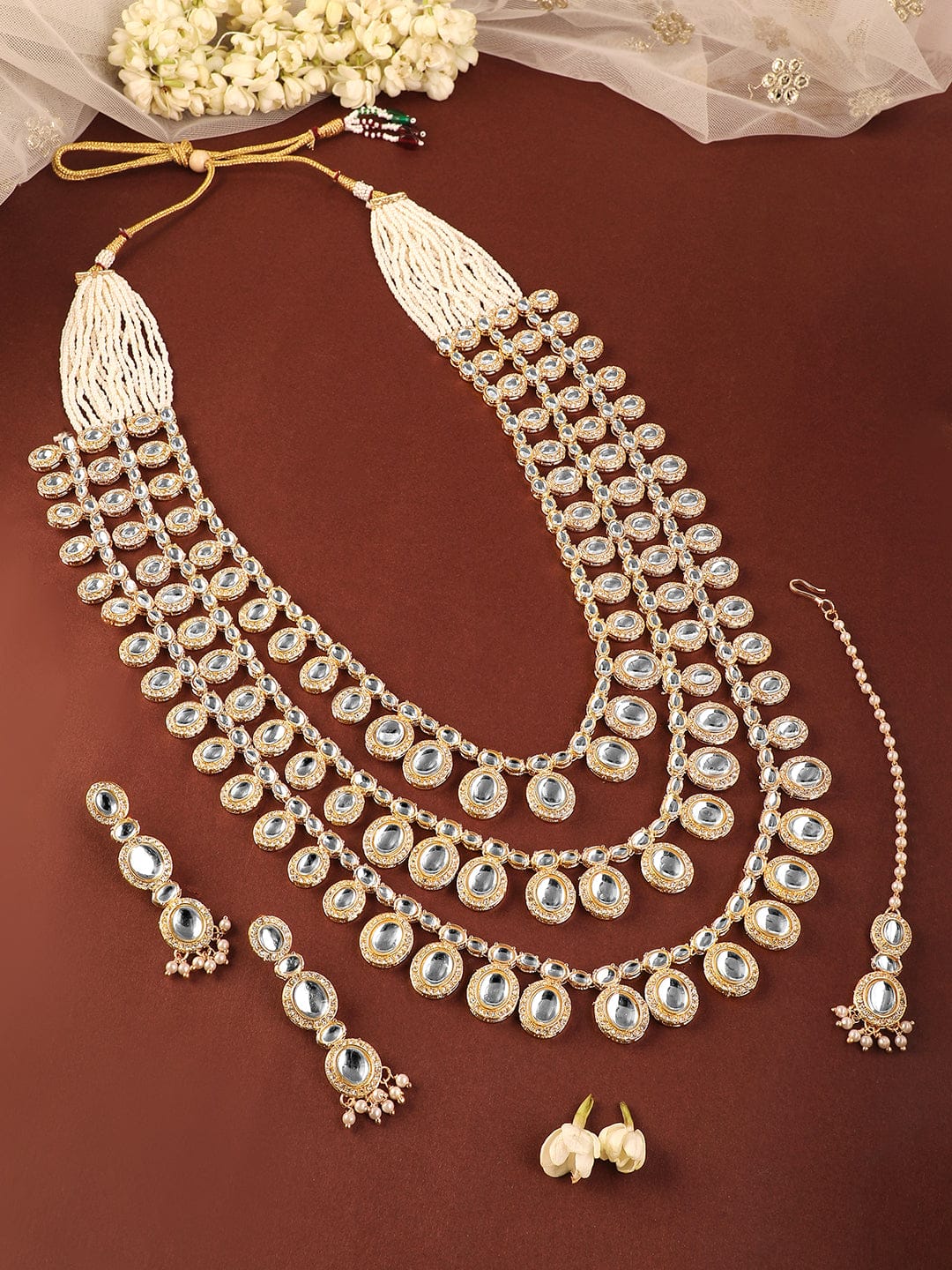 Rubans 22K Gold-Plated Kundan & Cubic Zirconia Studded Multilayer Bridal Jewellery Set Jewellery Set