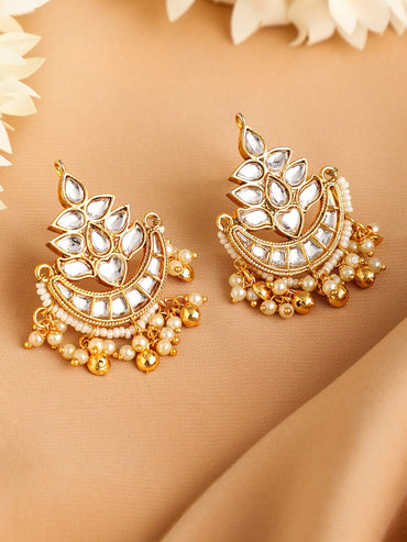 Rubans 22K Gold-Plated Kundan & Pearl Beaded Handcrafted Choker Jewellery Set Jewellery Set