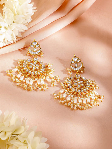 Rubans 22K Gold Plated Kundan Studded & Beaded Jewellery Set Jewellery Set