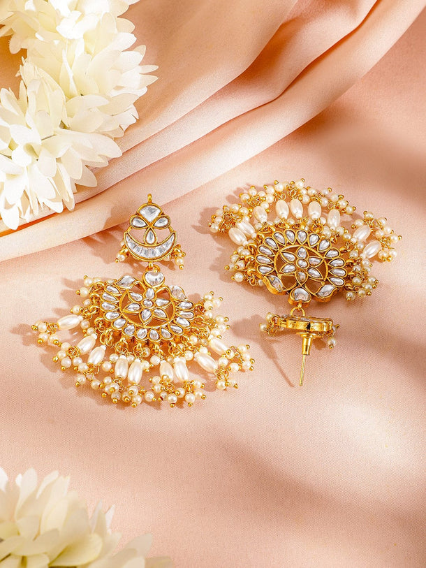 Rubans 22K Gold Plated Kundan Studded & Beaded Jewellery Set Jewellery Set