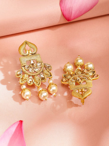 Rubans 22K Gold-Plated Kundan Studded Divine Krishna Motif Jewellery Set with Pearl Drops Necklaces, Necklace Sets, Chains & Mangalsutra