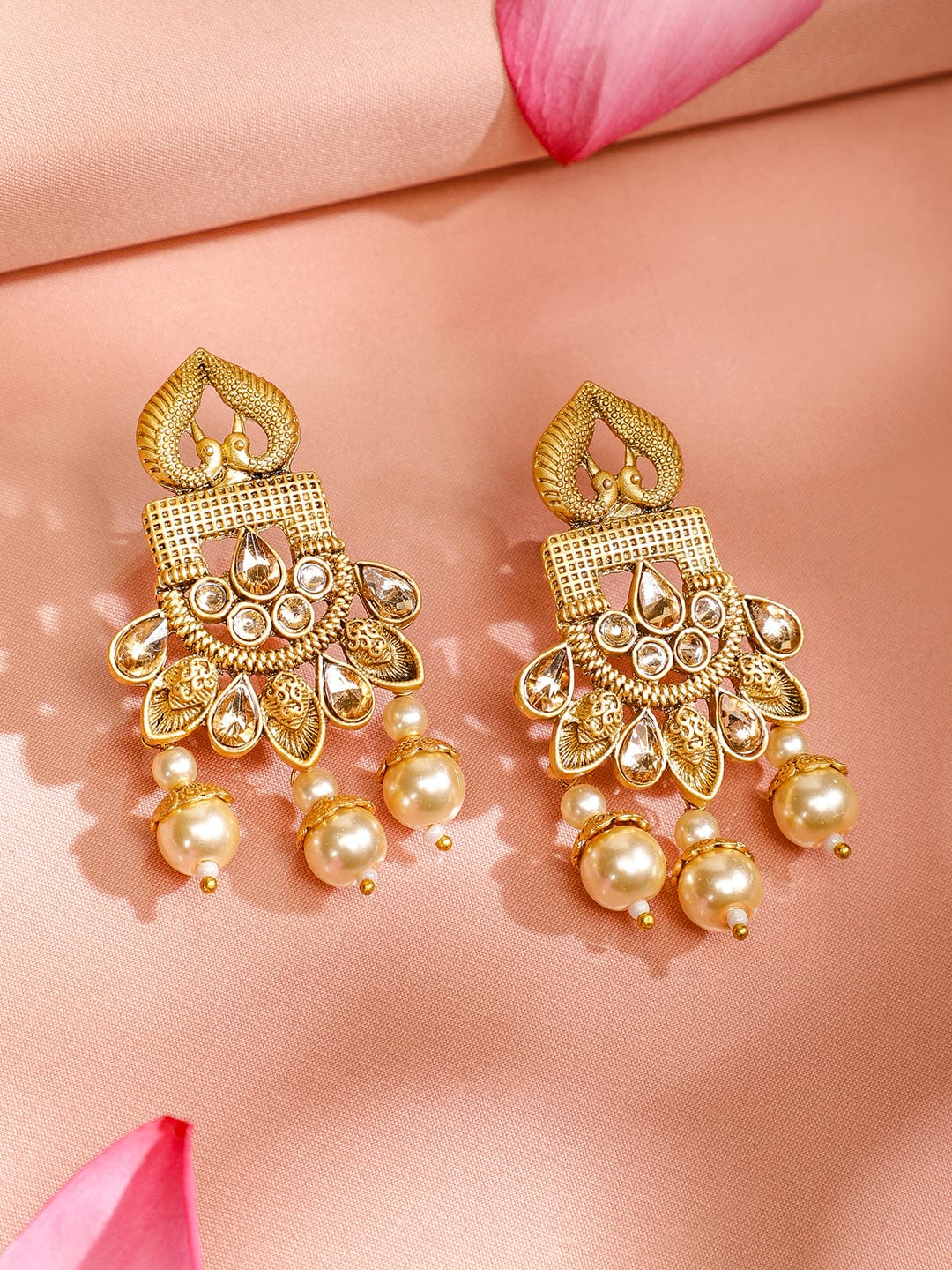 Rubans 22K Gold-Plated Kundan Studded Divine Krishna Motif Jewellery Set with Pearl Drops Necklaces, Necklace Sets, Chains & Mangalsutra