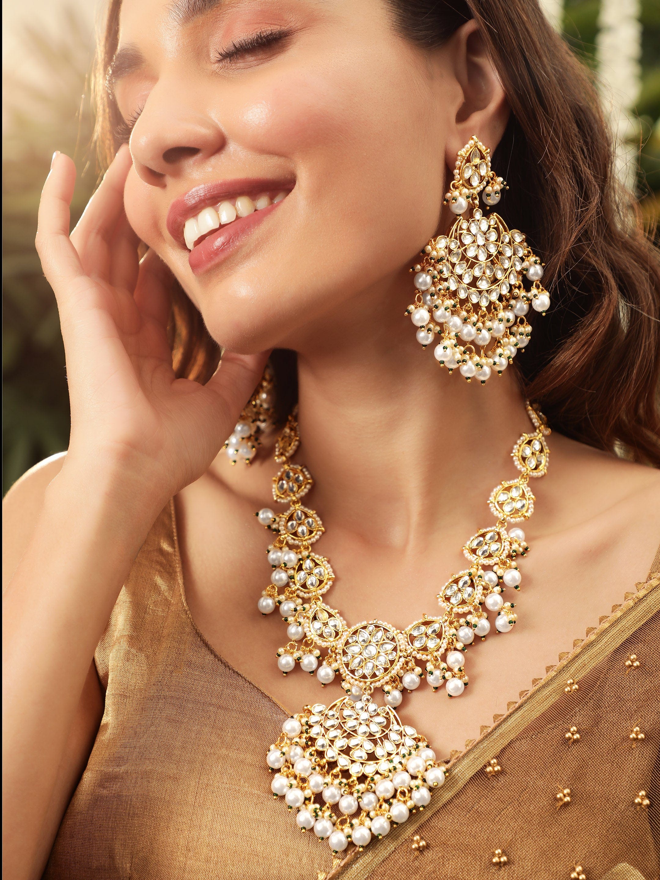 Gold plated kundan deals set