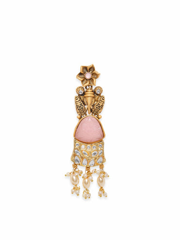 Rubans 22K Gold plated Kundan studded Pearl beaded dangle Earring Earrings