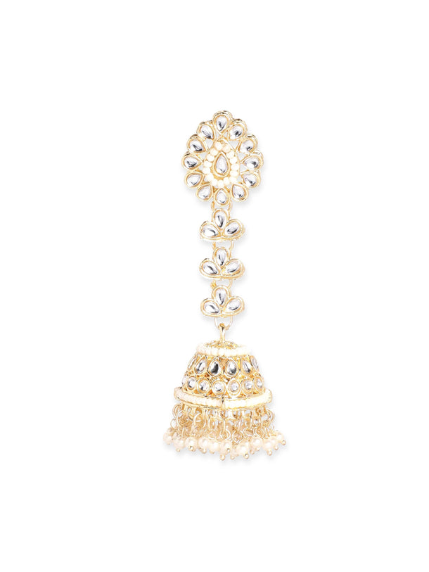 Rubans 22K Gold plated kundan studded pearl beaded Elegant Jhumka earrings Earrings