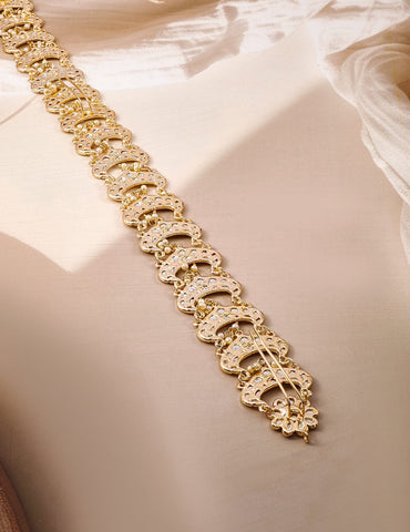 Rubans 22K Gold Plated Kundan Studded Pearl Beaded Hair Choti Braid Jewelry Head Jewellery