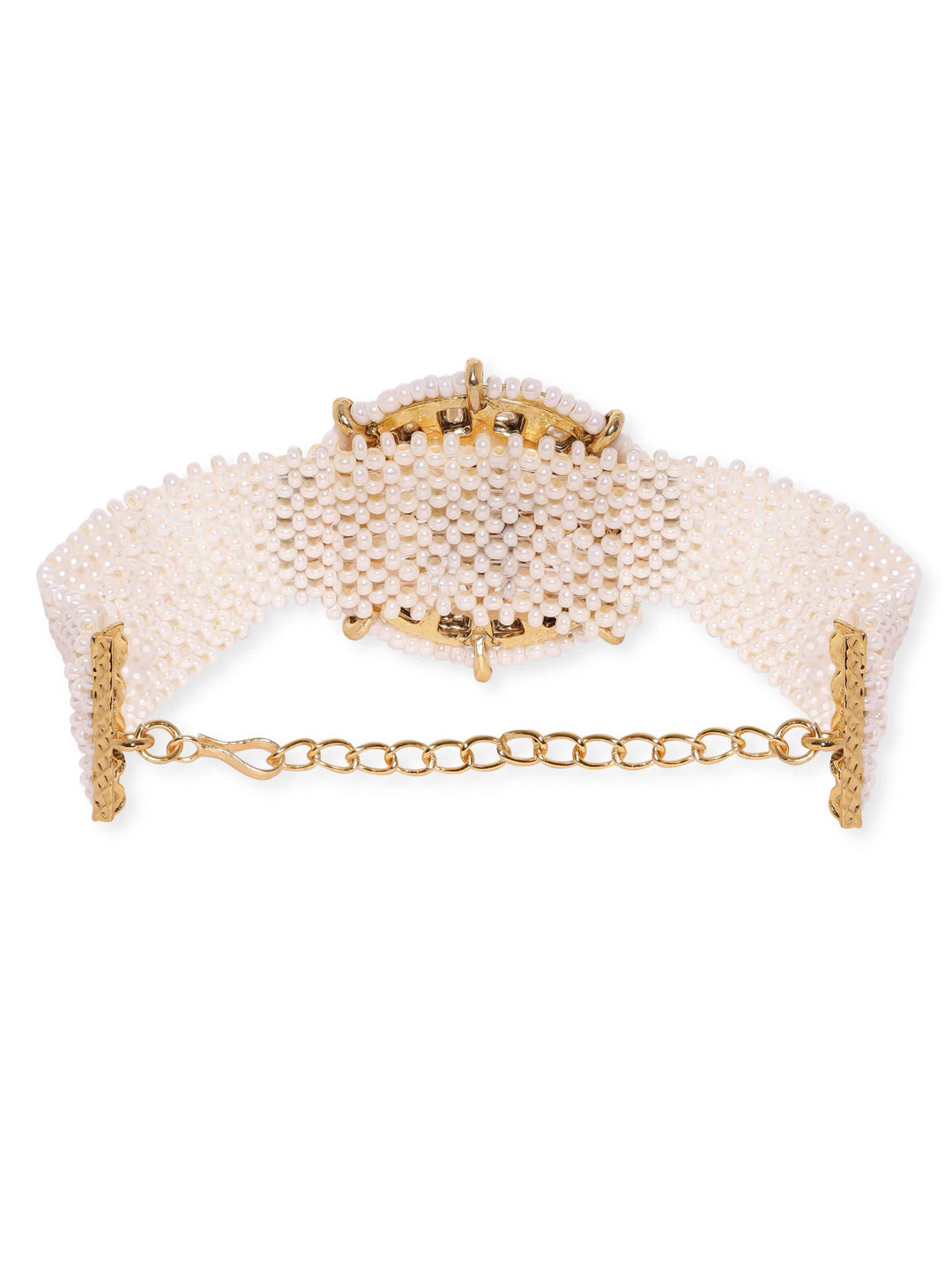 Rubans 22K Gold plated Kundan Studded Pearl braid beaded Handcrafted Bracelet Bangles & Bracelets