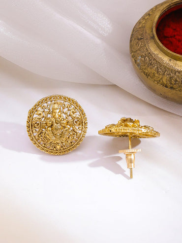 Rubans 22K Gold-Plated Lakshmi Temple Pendant Necklace Set with Stud Earrings Jewellery Set