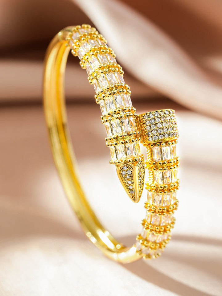 Rubans 22K Gold-Plated Luxurious Snake-Inspired Cubic Zirconia Bracelet Wristwear