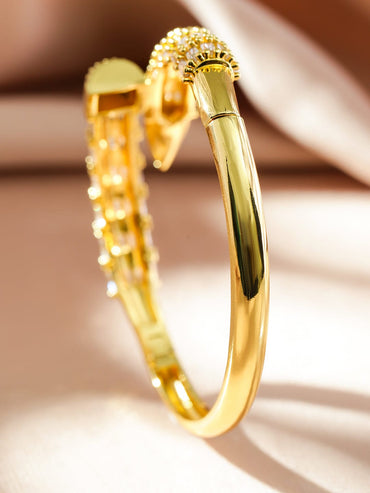 Rubans 22K Gold-Plated Luxurious Snake-Inspired Cubic Zirconia Bracelet Wristwear